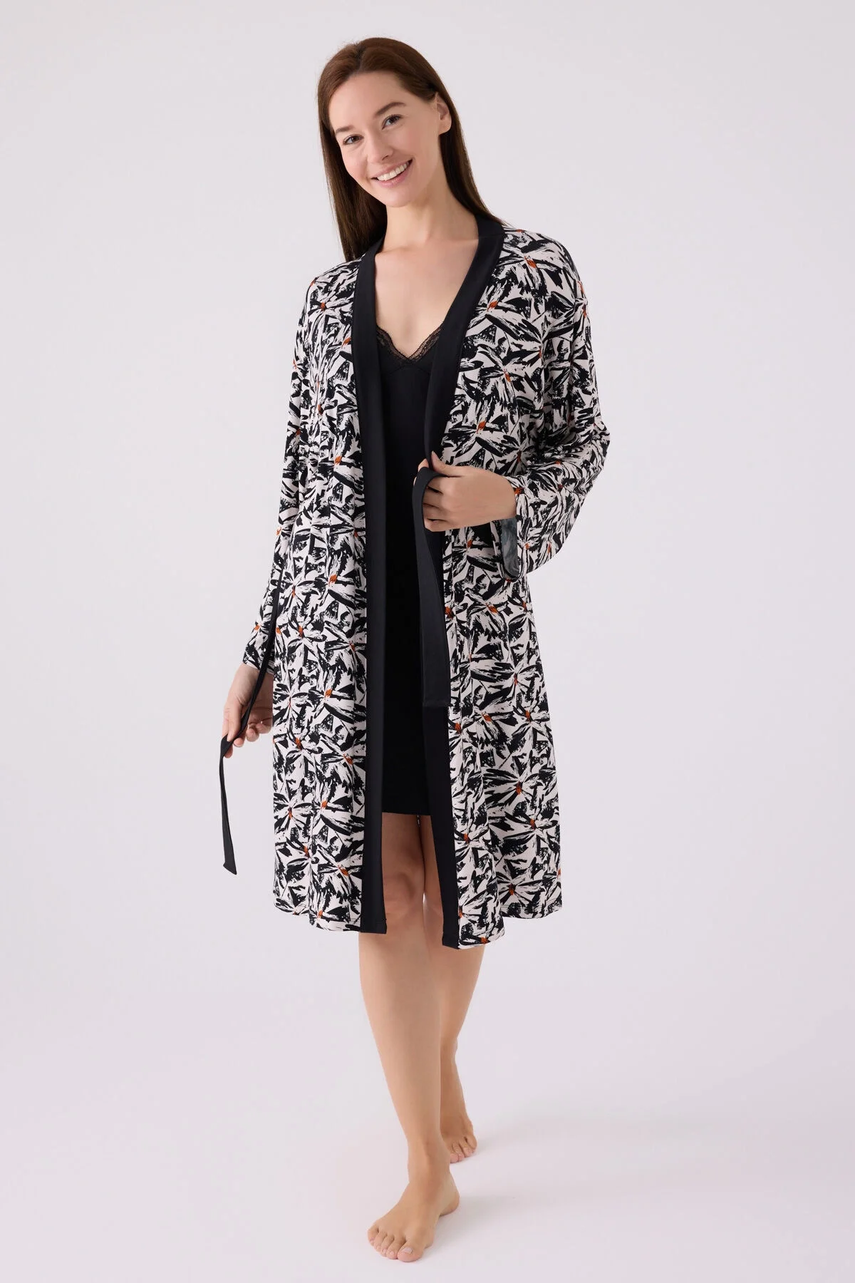 Arnetta Arnetta Kadın Siyah Sabahlık Takım Gecelik & Sabahlık Toptan