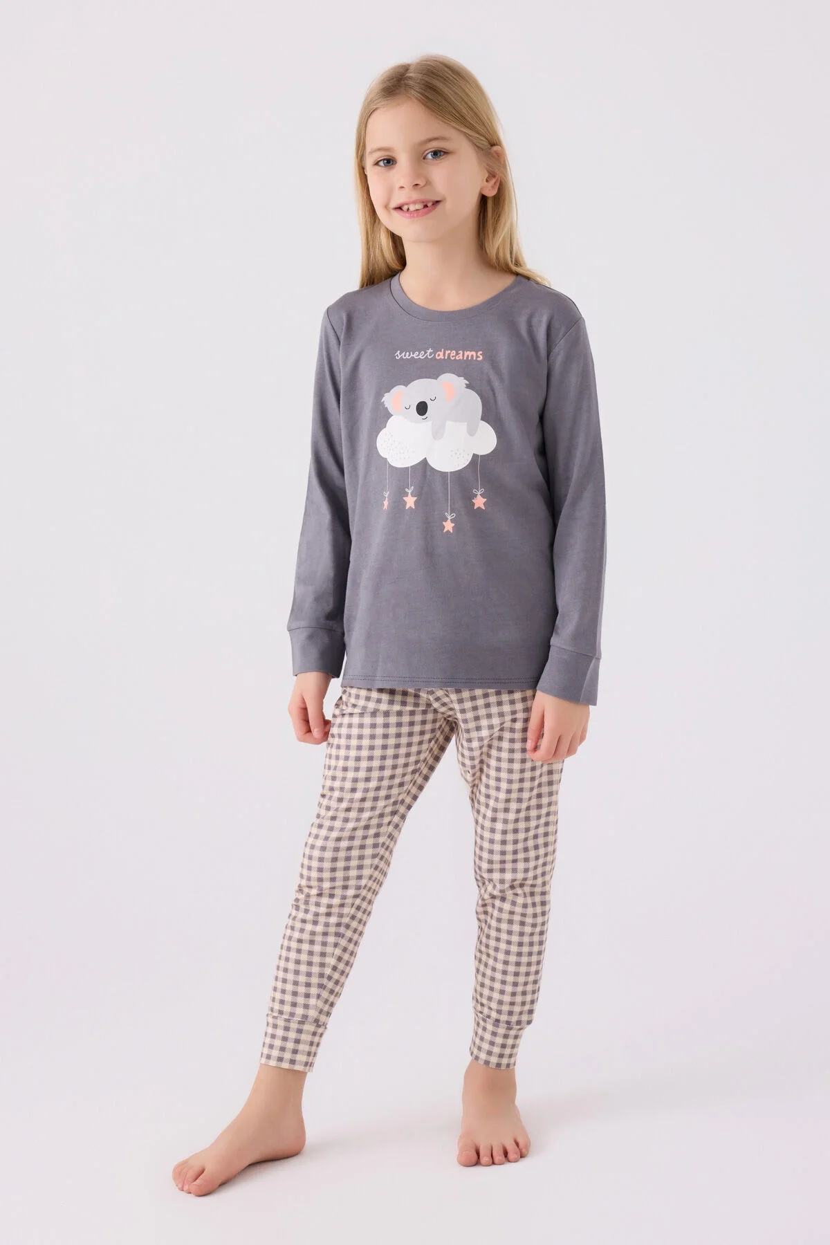 Arnetta Arnetta Kız Çocuk Antrasit Pijama Takımı Pijama Takımı Toptan