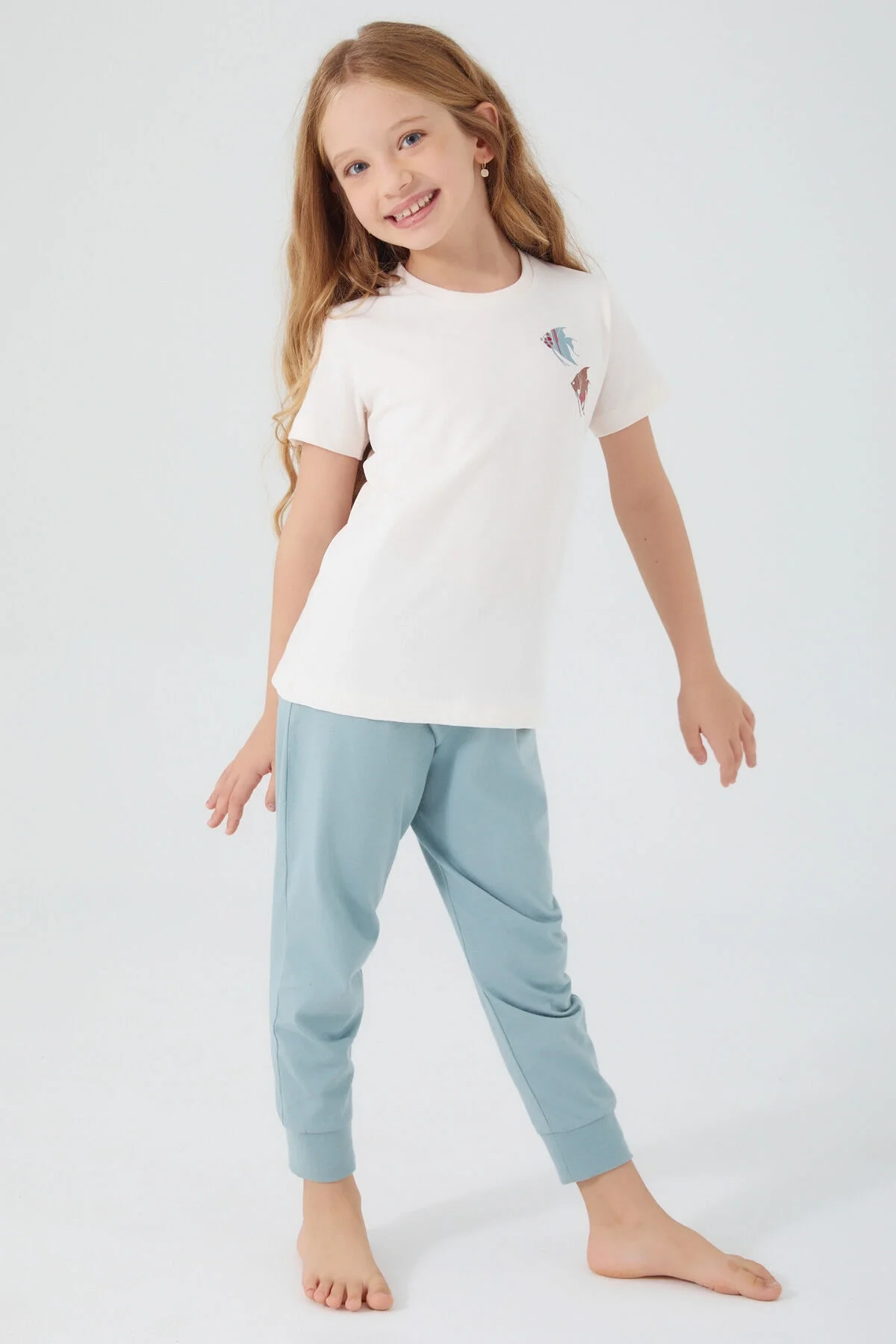 Arnetta Arnetta Kız Çocuk Beyaz Pijama Takımı Pijama Takımı Toptan