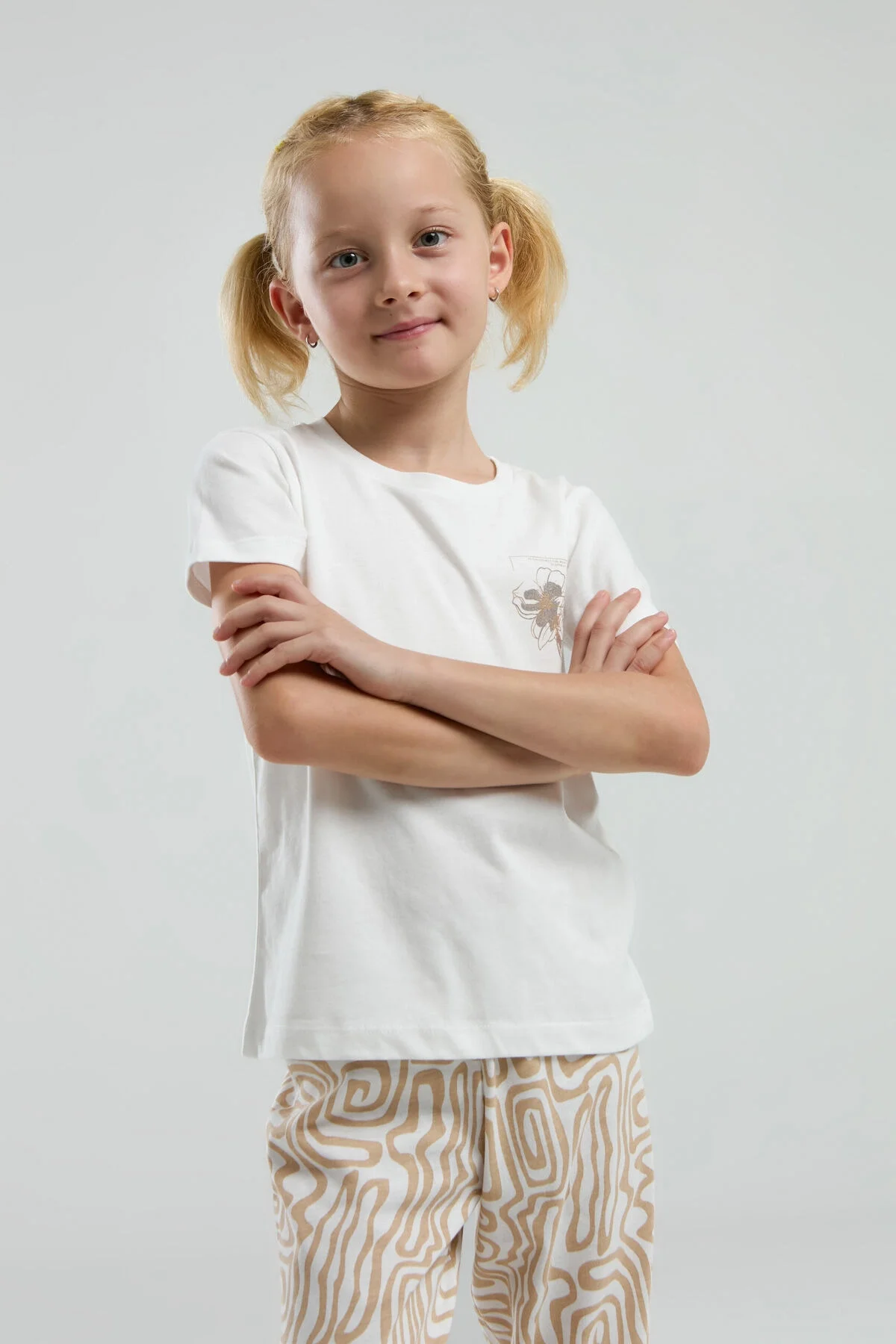 Arnetta Arnetta Kız Çocuk Beyaz Pijama Takımı Pijama Takımı Toptan