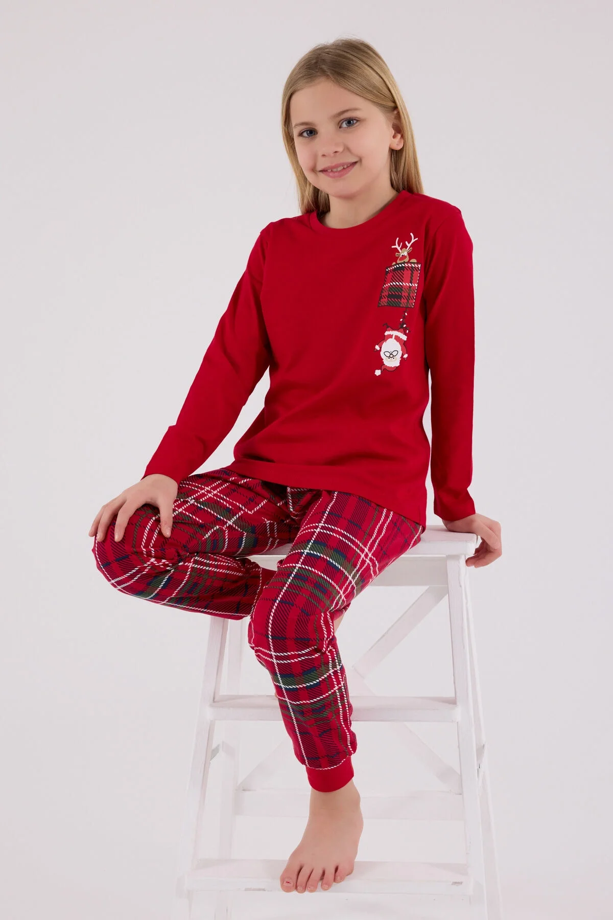 Arnetta Arnetta Kız Çocuk Kırmızı Pijama Takımı Pijama Takımı Toptan