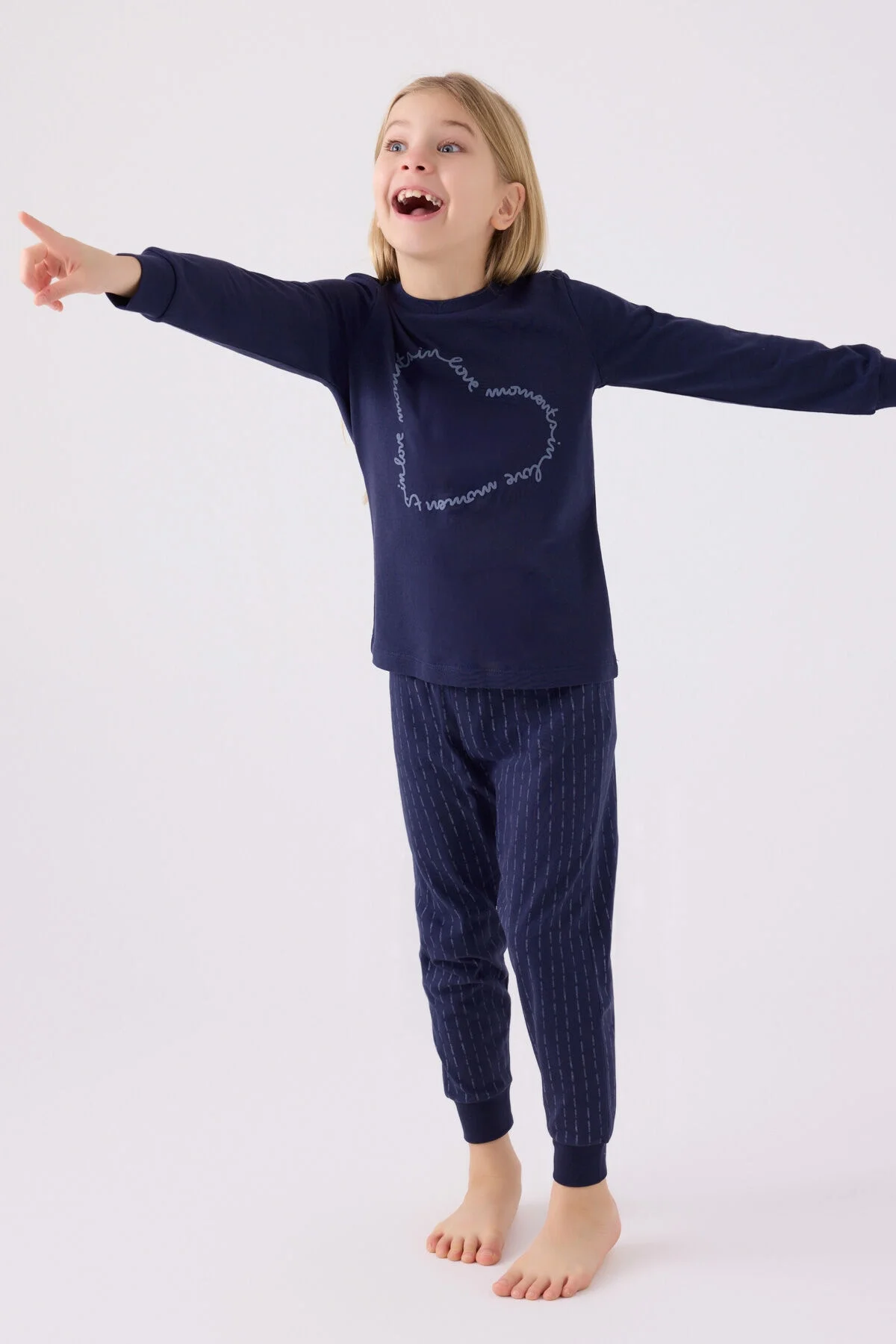 Arnetta Arnetta Kız Çocuk Lacivert Pijama Takımı Pijama Takımı Toptan