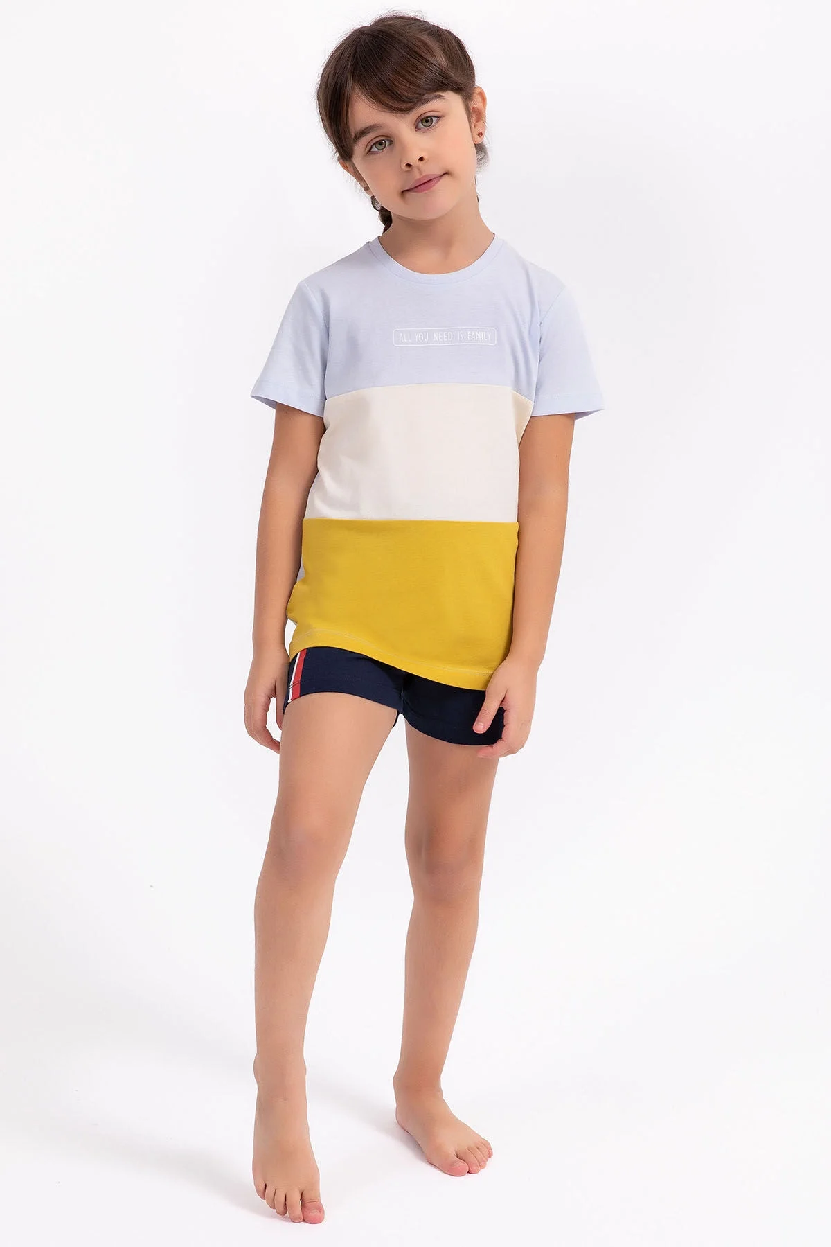 Arnetta Arnetta Kız Çocuk Mavi Şort Takım Şort Takım Toptan