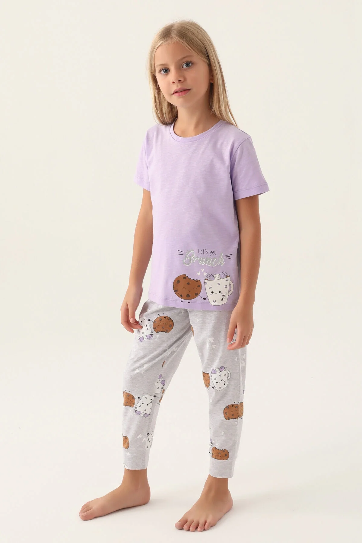 Arnetta Arnetta Kız Çocuk Mor Pijama Takımı Pijama Takımı Toptan