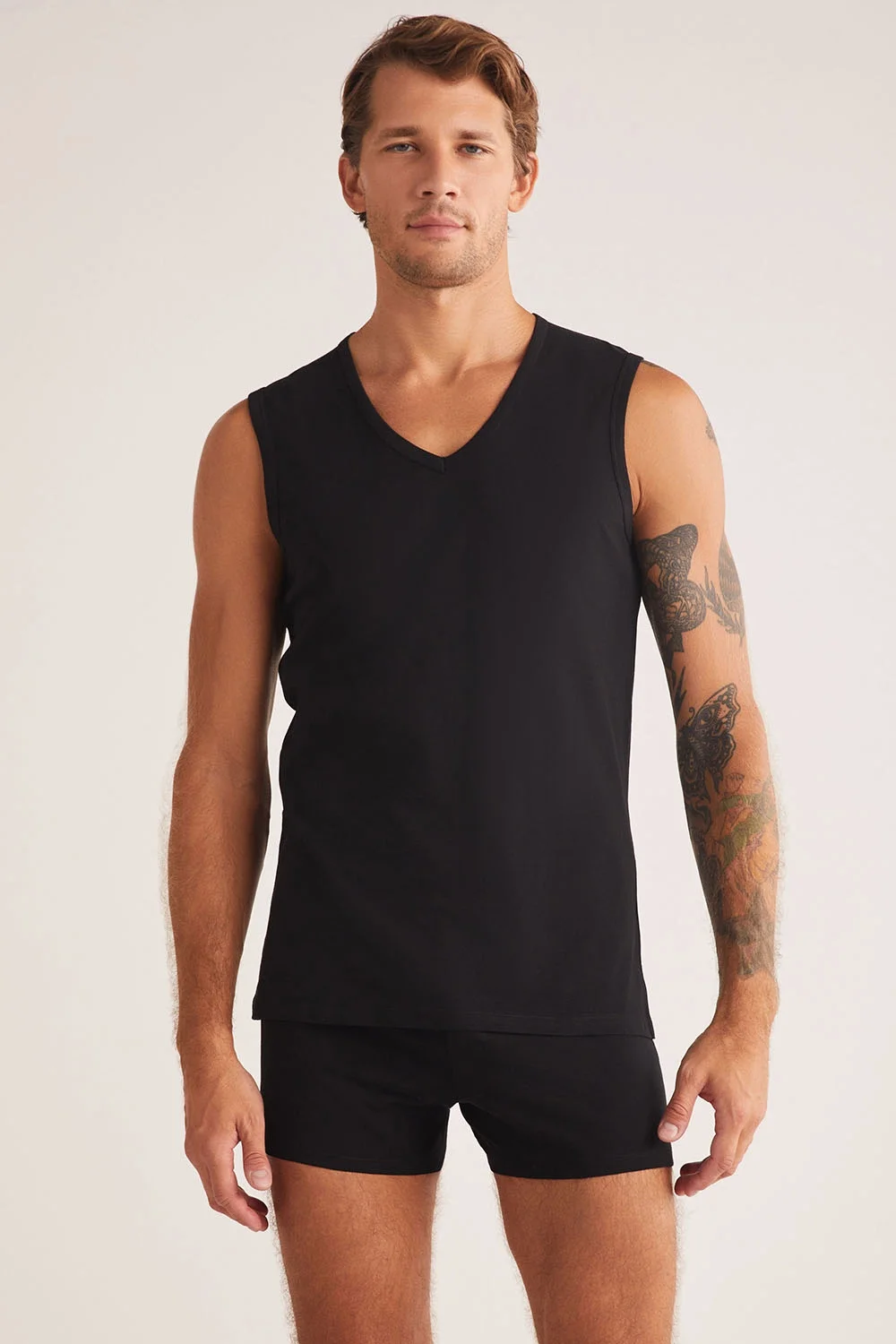 kom Barry V Yakalı Pamuk 2 li Erkek Atlet Atlet Toptan