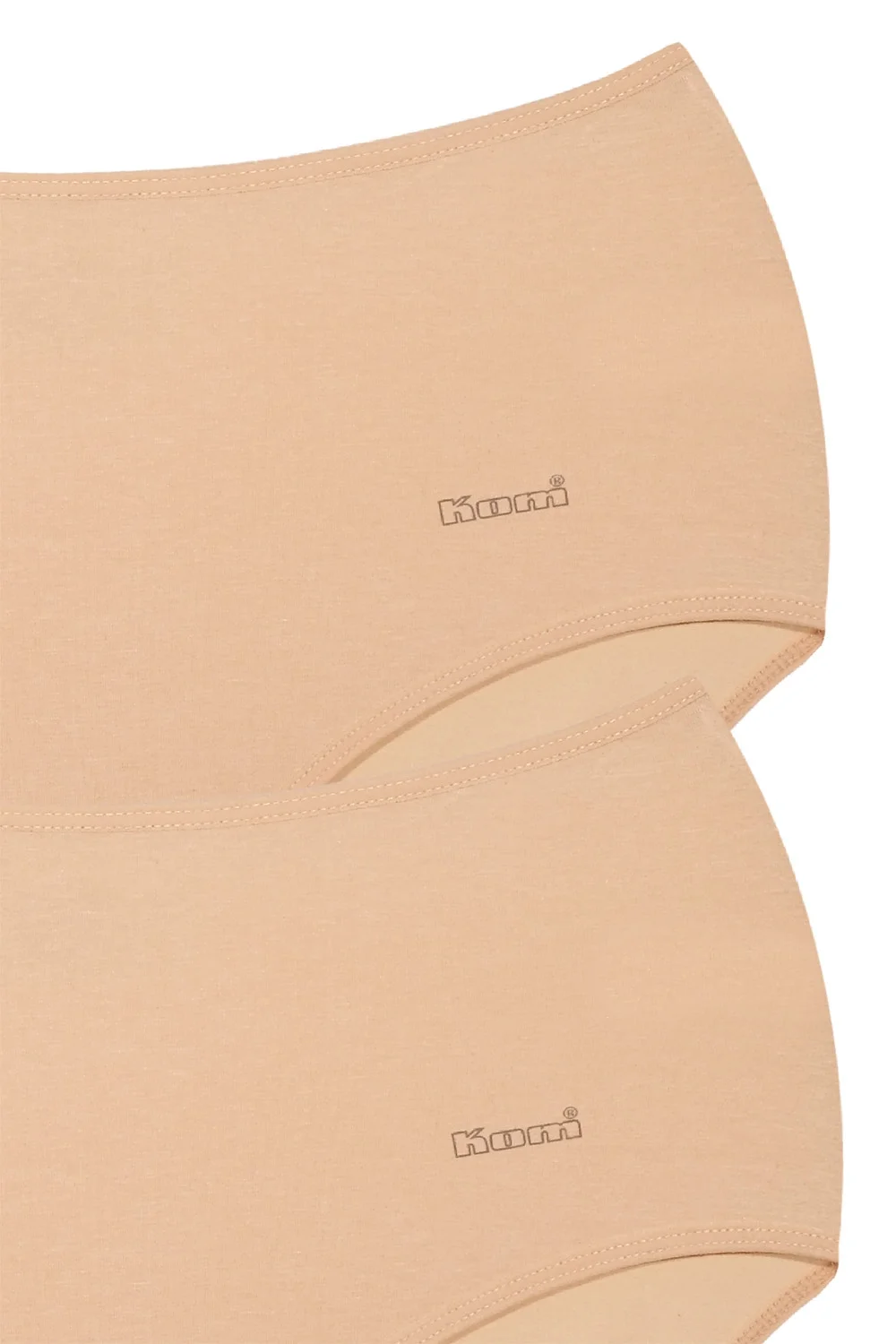 Kremi renkli Basic Maxi Yüksel Bel 2 Li Külot Seti, kom markası, üst ve alt görünümü, ergonomik tasarım