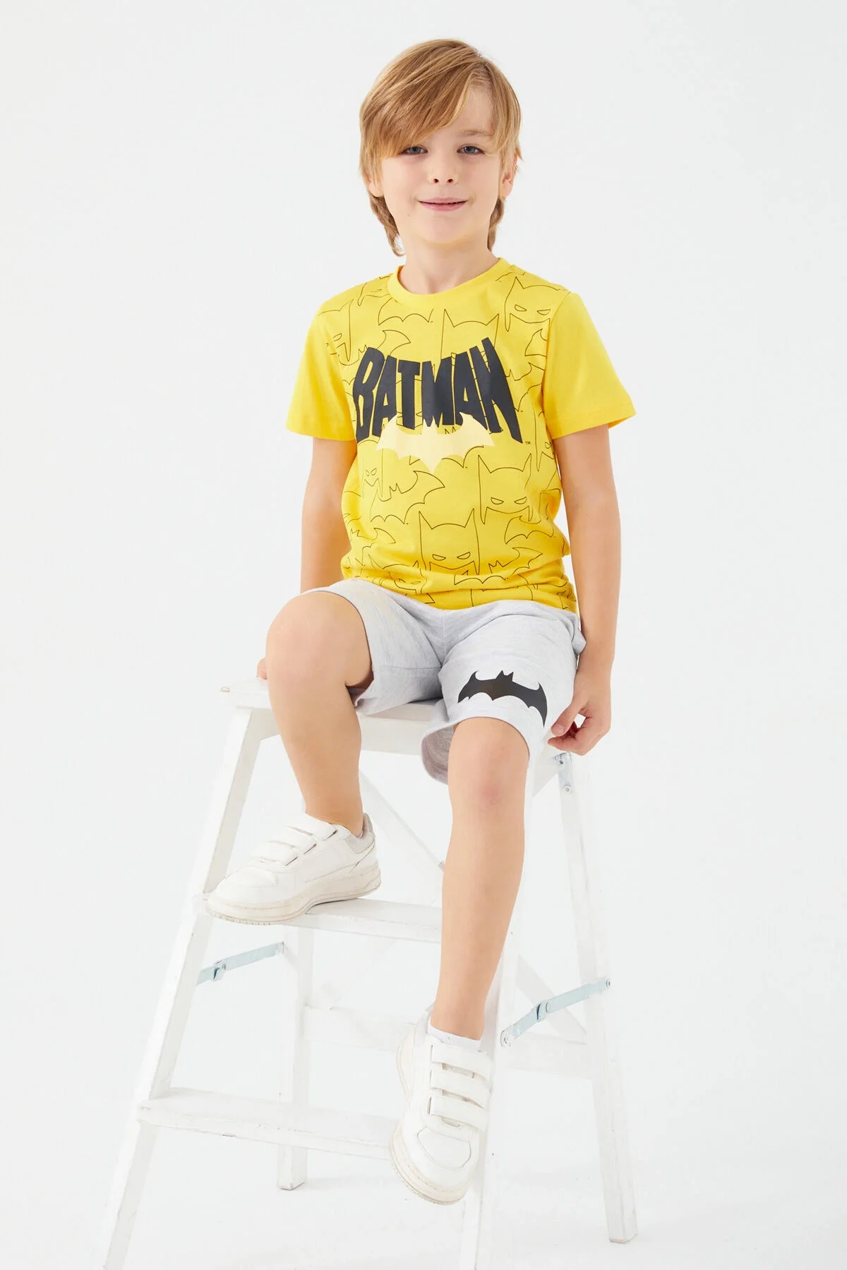 Arnetta Batman Erkek Çocuk Sarı Bermuda Takım Bermuda Takım Toptan