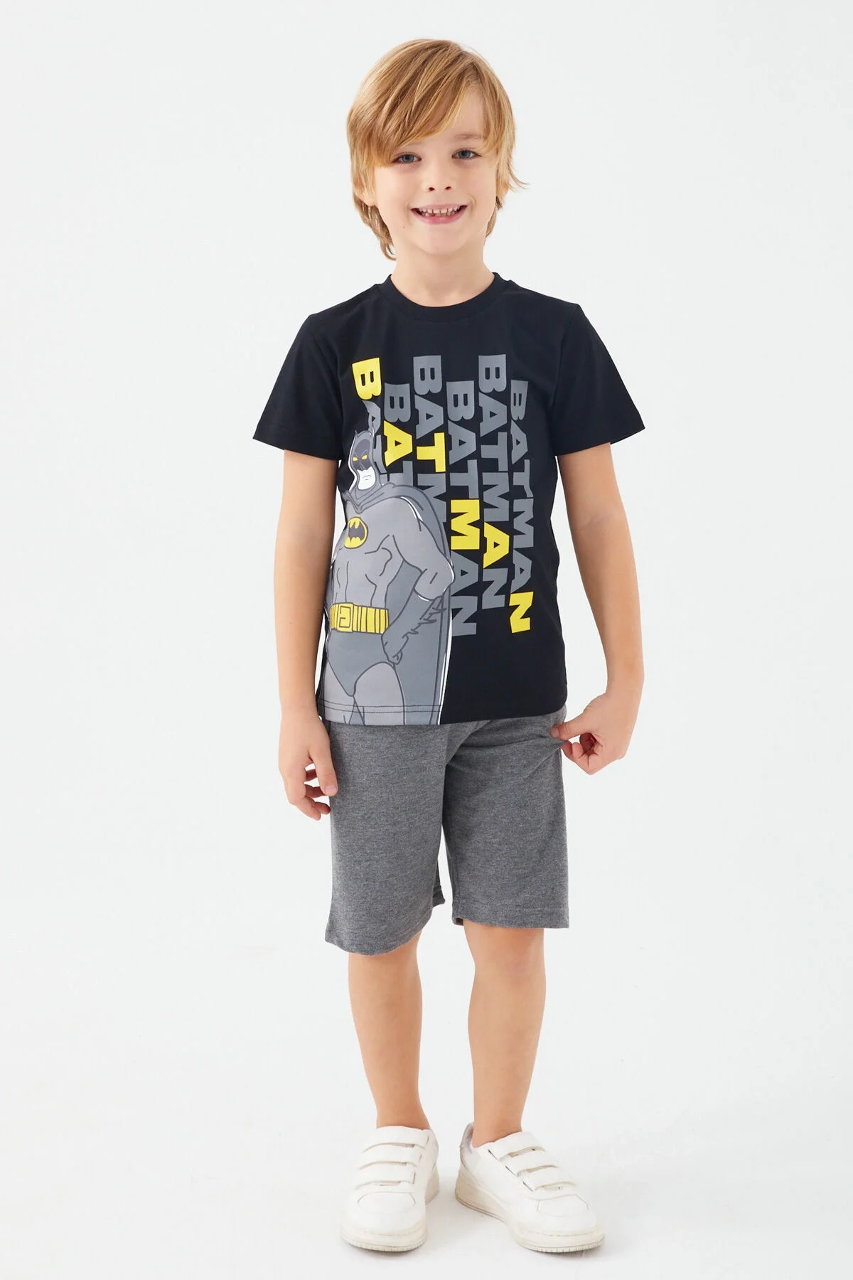 Arnetta Batman Erkek Çocuk Siyah Bermuda Takım Bermuda Takım Toptan
