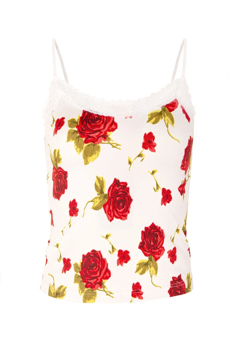 Nbb Beyaz Gül Desenli Atlet Atlet Toptan