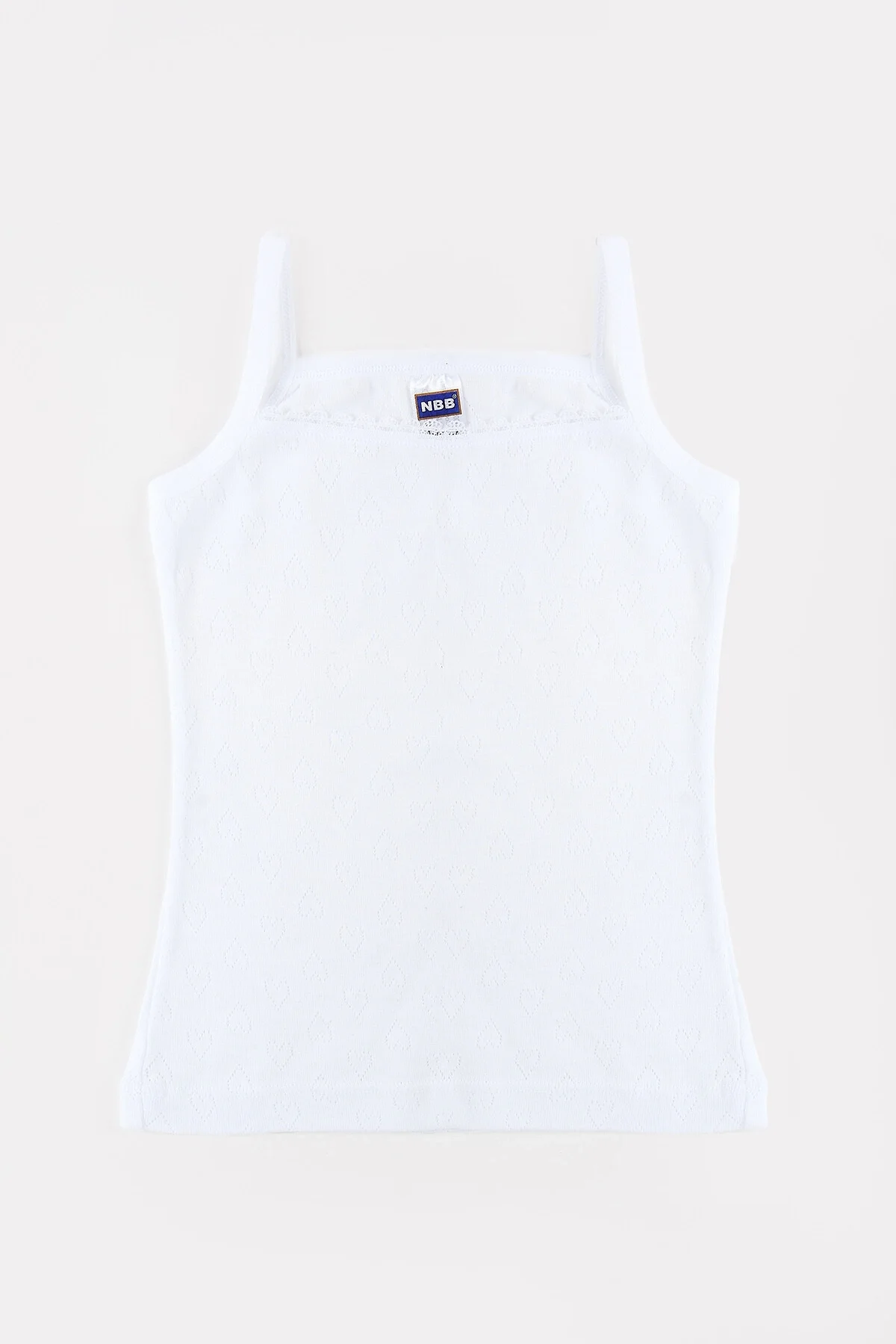 Nbb Beyaz Jakarlı İp Askılı Kız Çocuk Atlet Atlet & Fanilla Toptan