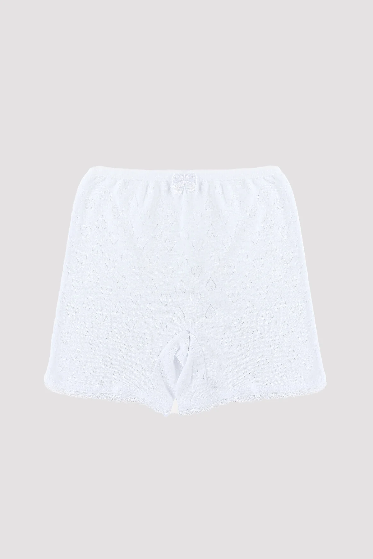 Nbb Beyaz Jakarlı Kız Çocuk Paçalı Şort Külot Külot Toptan
