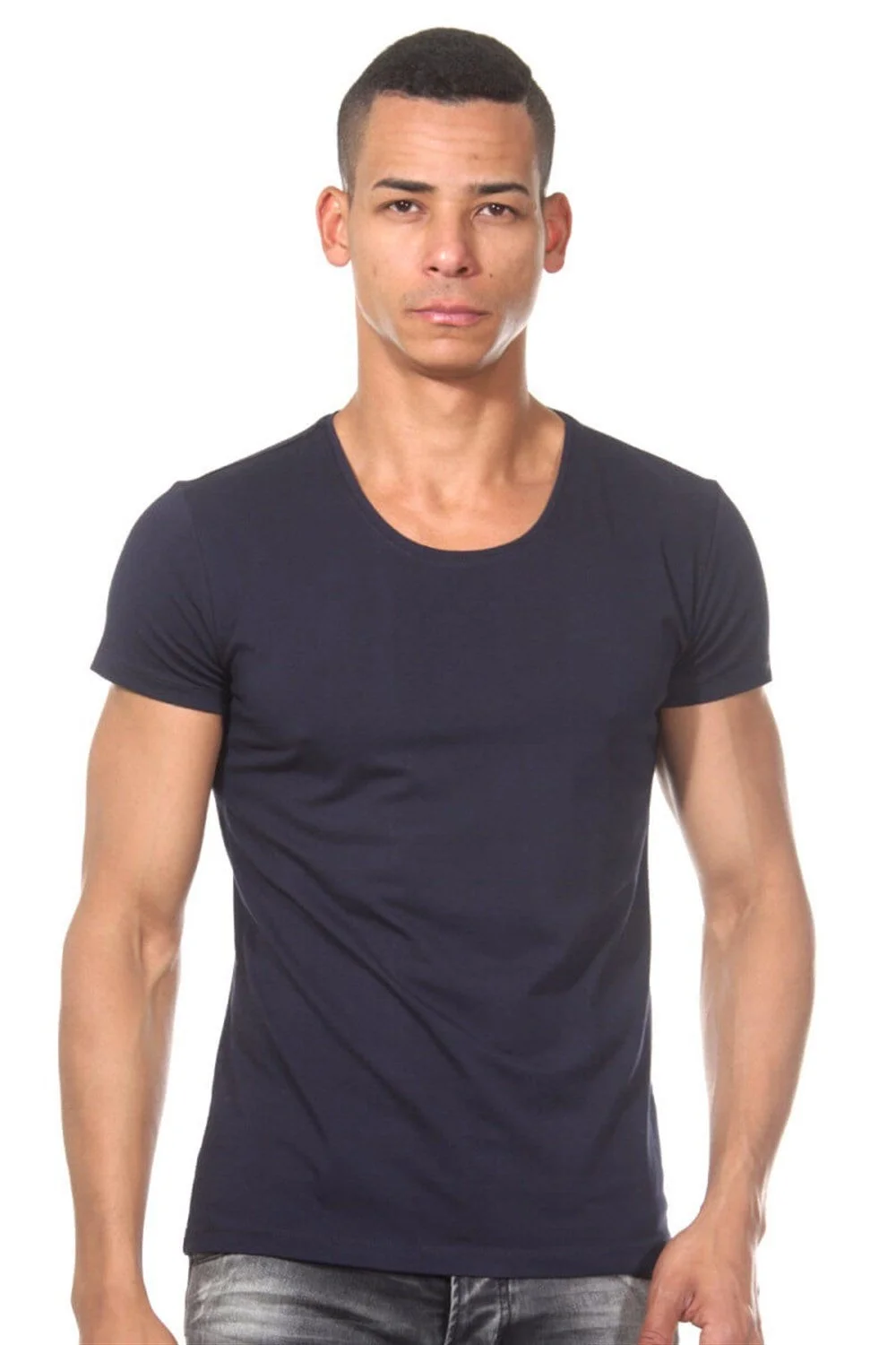 Darkzone Bisiklet Yaka Lacivert Erkek T-Shirt - DZN8504 Atlet Toptan