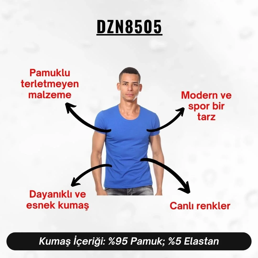Bisiklet yaka saks erkek t-shirt, Darkzone markası, mavi renk, atlet kıyafet, model ön görünüm, beyaz arka plan