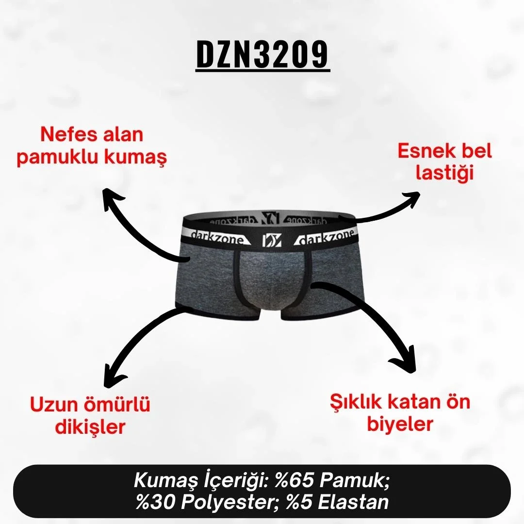 Antrasit rengi biyeli Darkzone erkek boxer, siyah detaylı ve marka logosu ile modern iç giyim tasarımı