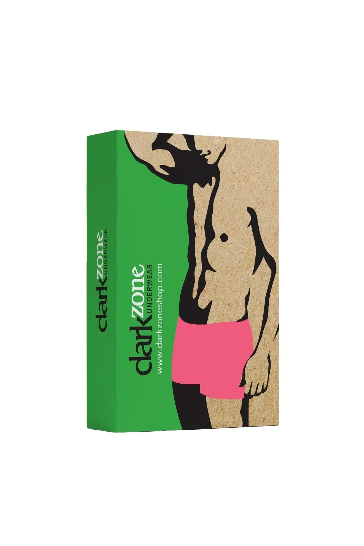 Biyeli neon pembe erkek boxer, Darkzone markası, modern tasarım, siyah detaylı, ön görünüm, erkek iç giyim