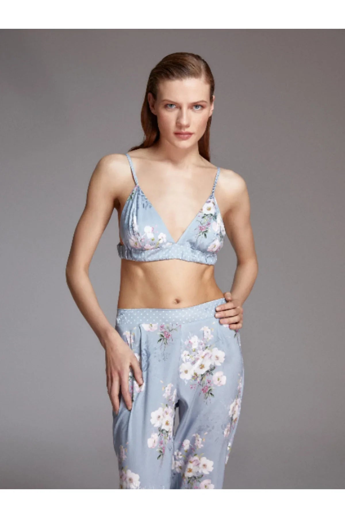 Bjm-1103 Pijama Takım Jakarlı Saten 3'Lü Set