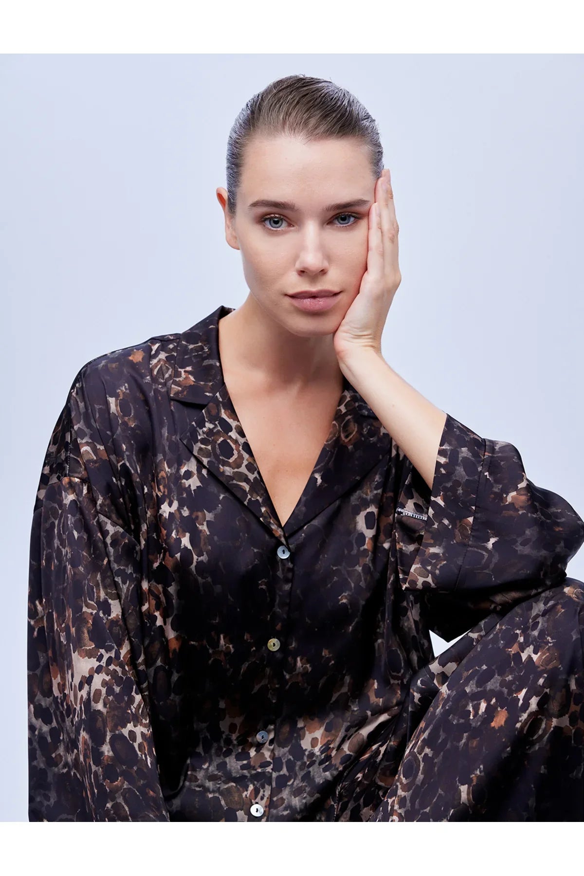 Bjm - 1616 Gömlek Pantolon Pijama Takım İpek Saten