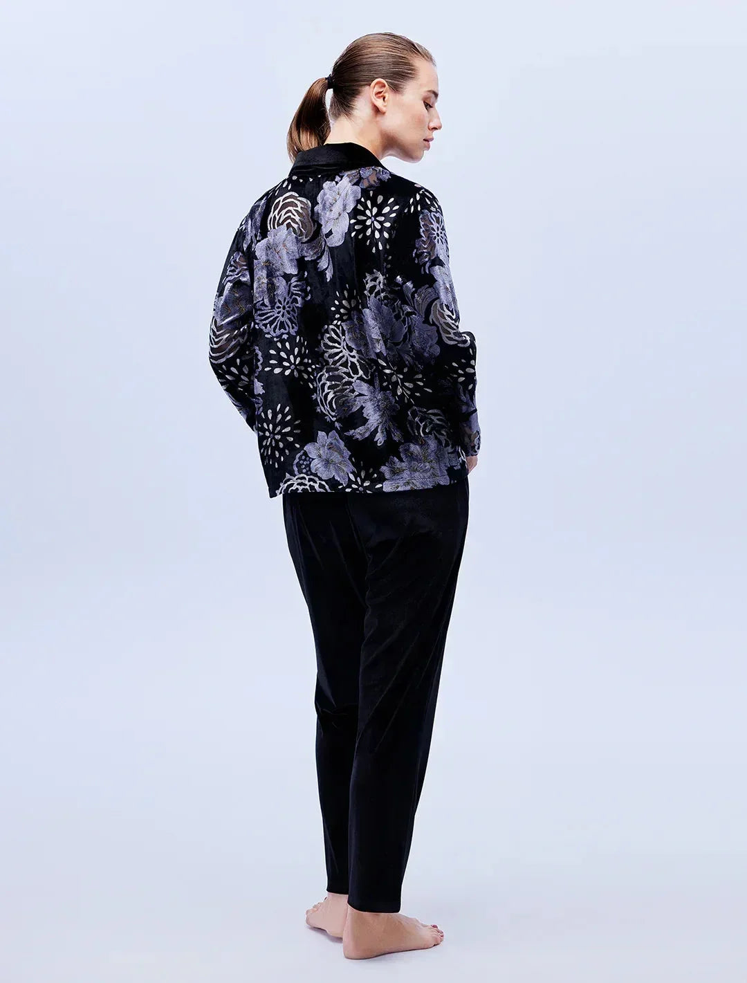 Bjm-1624 Gömlek Pantolon Pijama Takım 2'Li Set Kadife Devore Kumaş