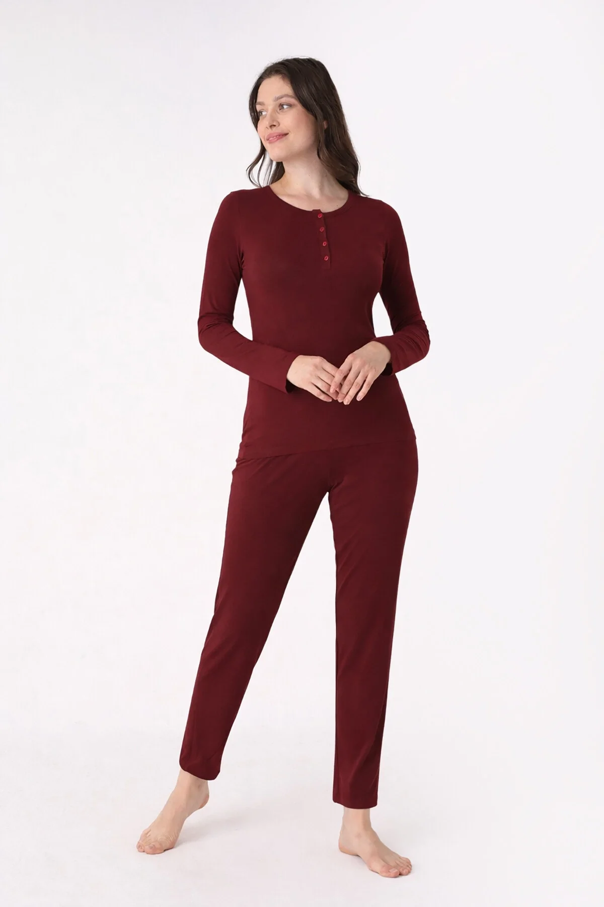 Nbb Bordo Patlı Pijama Takımı Pijama Takımları Toptan