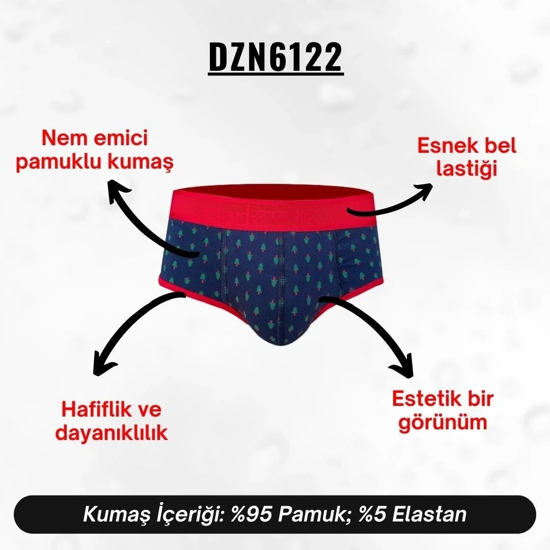 Lacivert çam ağacı desenli erkek slip, kırmızı kenarlı, Darkzone marka Hipster stil, ön görünümü