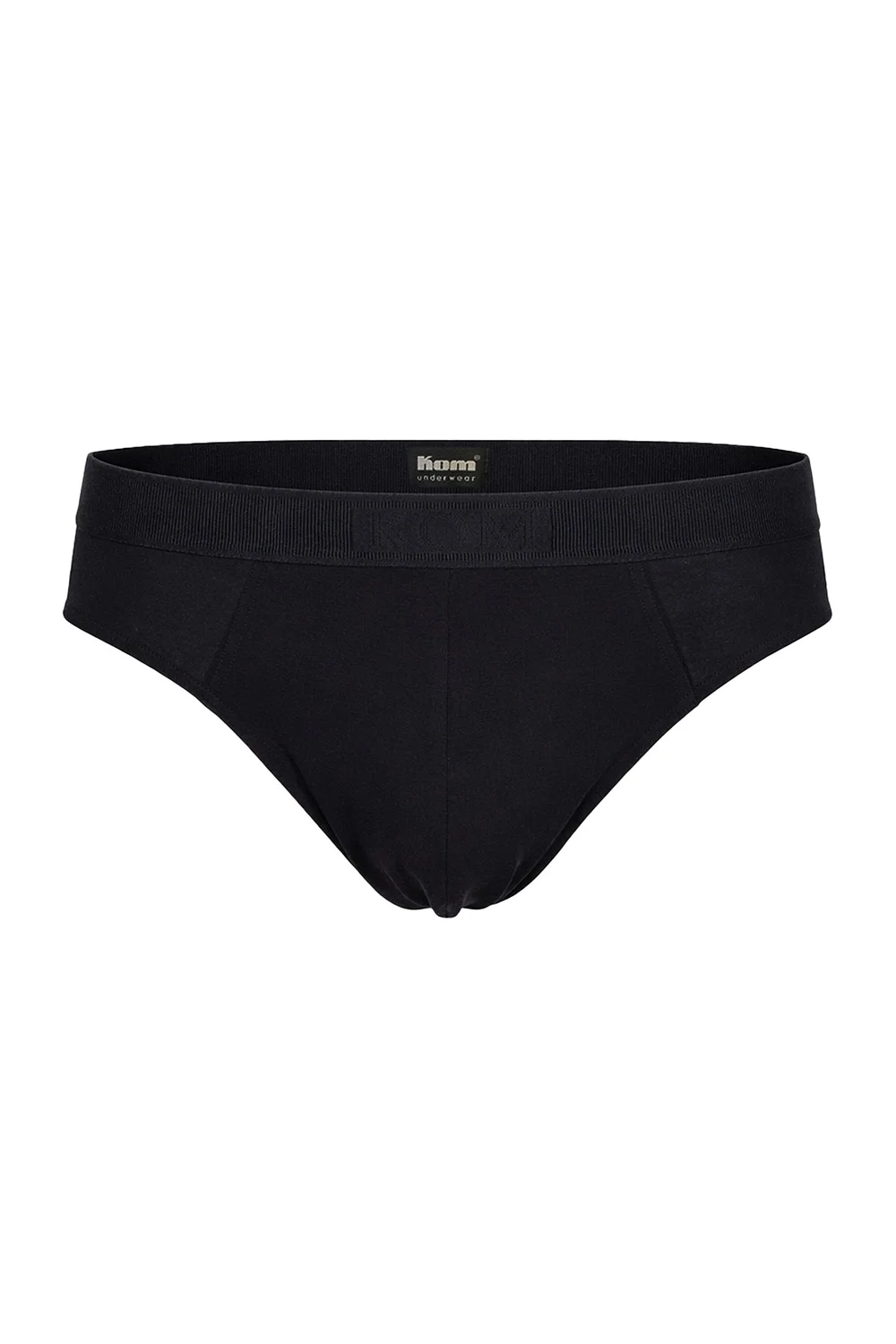 KOM marka siyah mikro modal erkek slip 2'lİ set, minimalist tasarım, üst ve ön görünüm