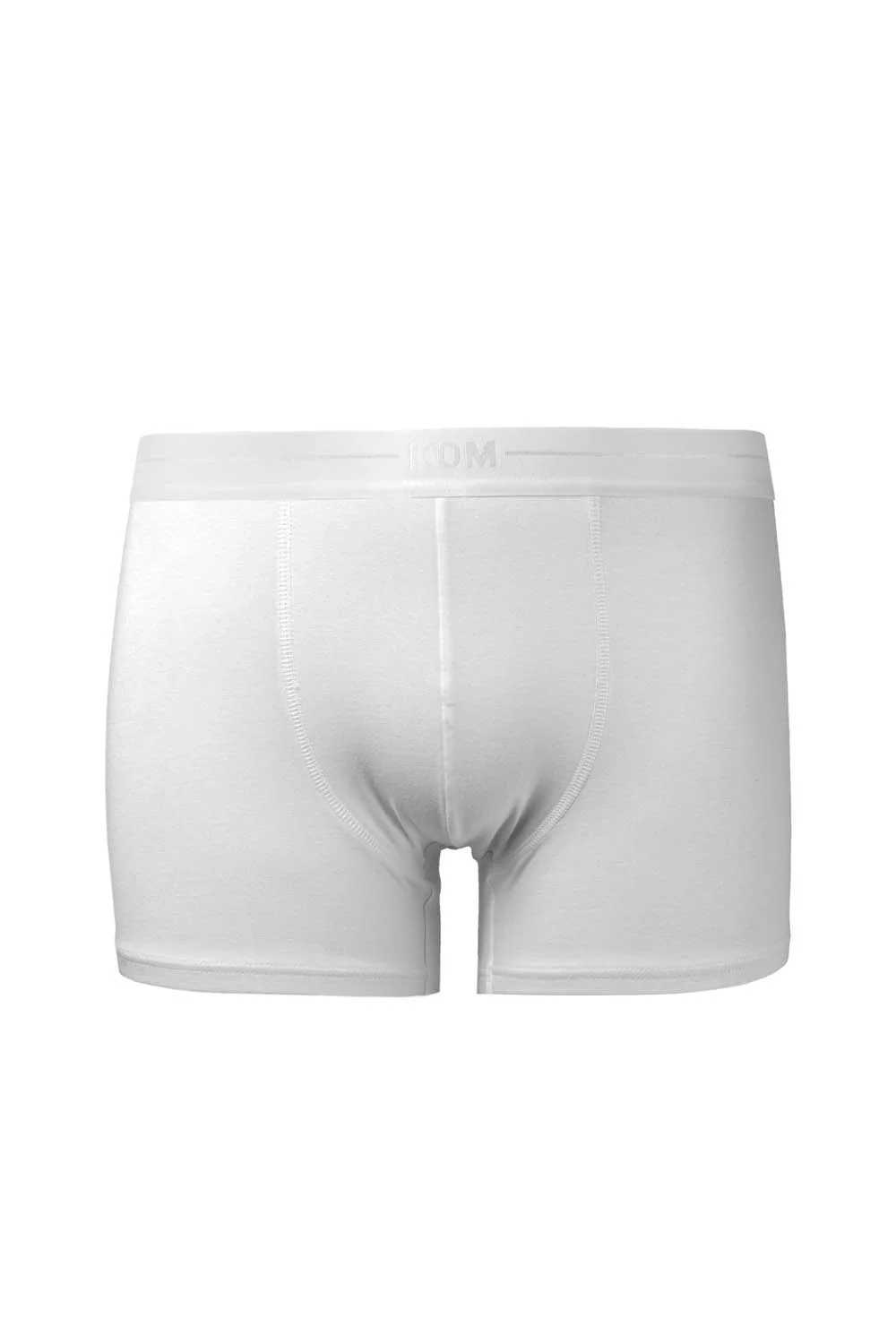 KOM marka beyaz pamuklu erkek boxer 2'lilik, düz desenli, ön ve arka görünümü, erkek iç giyim toptan