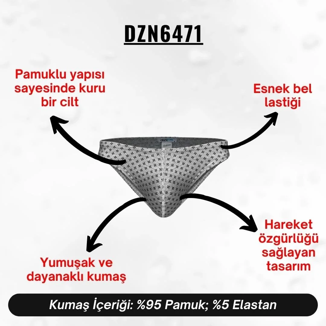 Desenli gri erkek slip, DZN6471 modeli, Darkzone markası, kare desenli, ön görünüm, beyaz arka plan