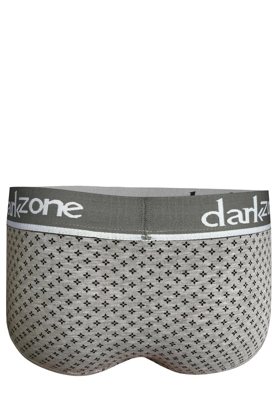 Desenli gri hipster erkek slip, Darkzone marka, koyu gri dantel desenli, ön ve yan görünümü, erkek iç giyim toptan