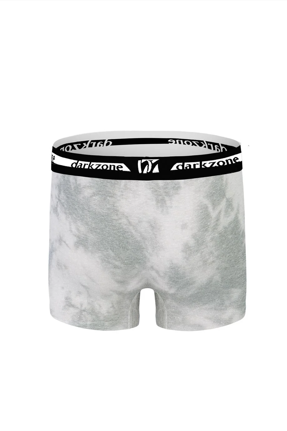 Desenli krem erkek boxer, Darkzone markası, dantelli krem ve gri tie-dye desenli, ön görünüm, erkek iç giyim