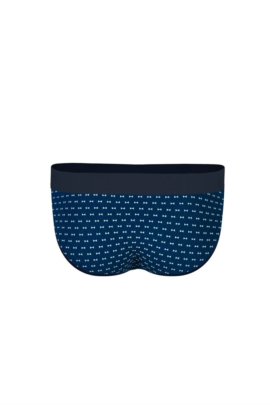 Desenli lacivert hipster erkek slip, Darkzone marka, beyaz düğüm deseni, ön ve yan görünüm, erkek iç giyim toptan