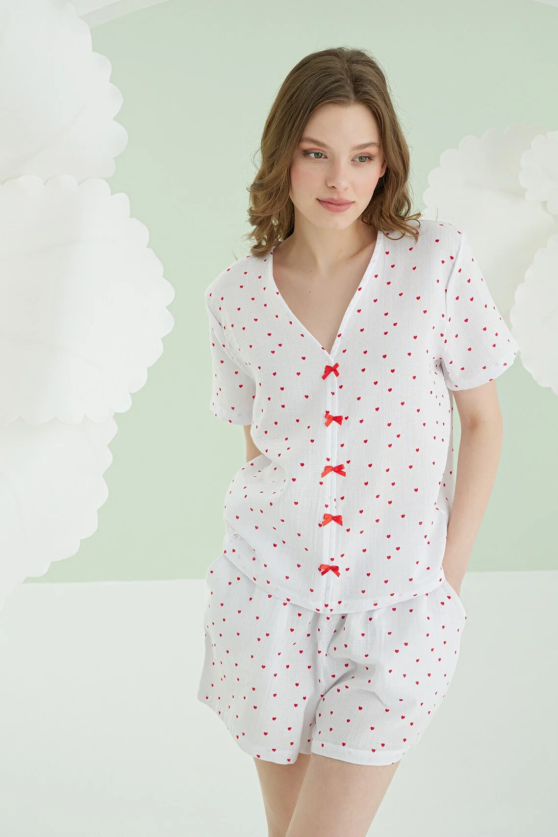 Nbb Ekru Kalpli Şortlu Önden Bağlamalı Şort Takım Şort Takım Toptan