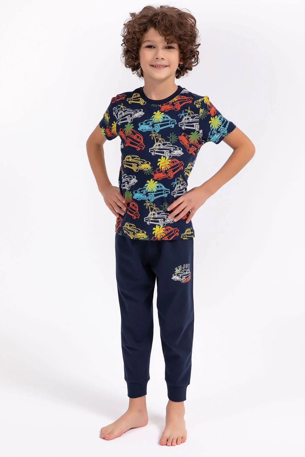 Arnetta ERKEK ÇOCUK İKİLİ TAKIM Lacıvert Pijama Takımı Toptan