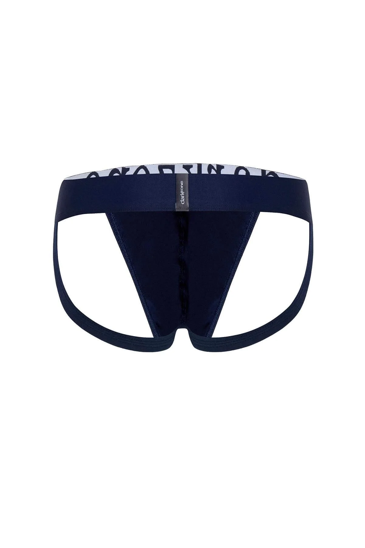 Açık lacivert fantezi arkası jockstrap, Darkzone marka erkek iç giyim, ön ve yan açılarla gösterilmiştir.