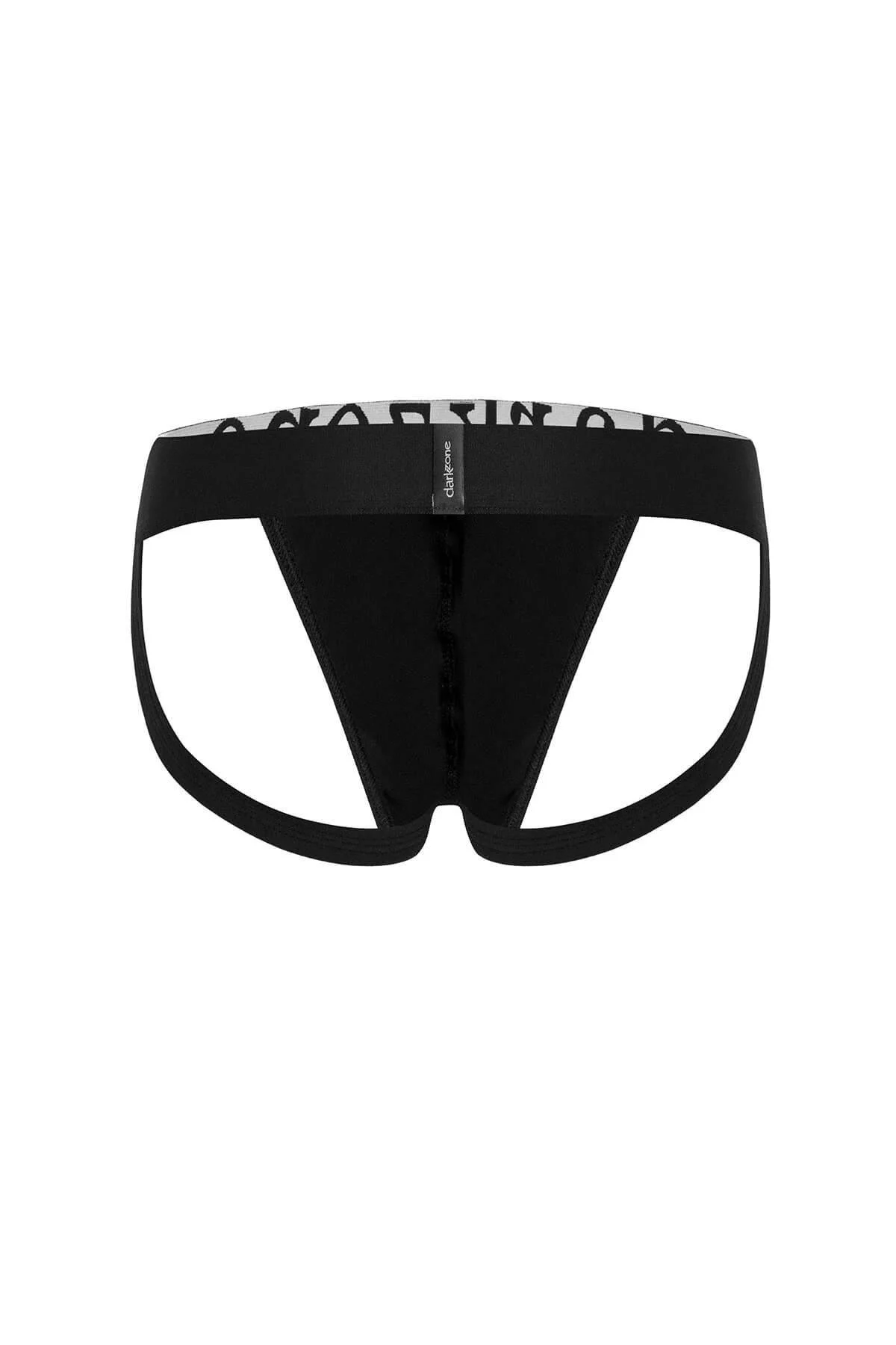 Açık siyah Darkzone marka erkek jockstrap, fantezi arka tasarımı, klasik jockstrap modeli, beyaz yazı detaylı