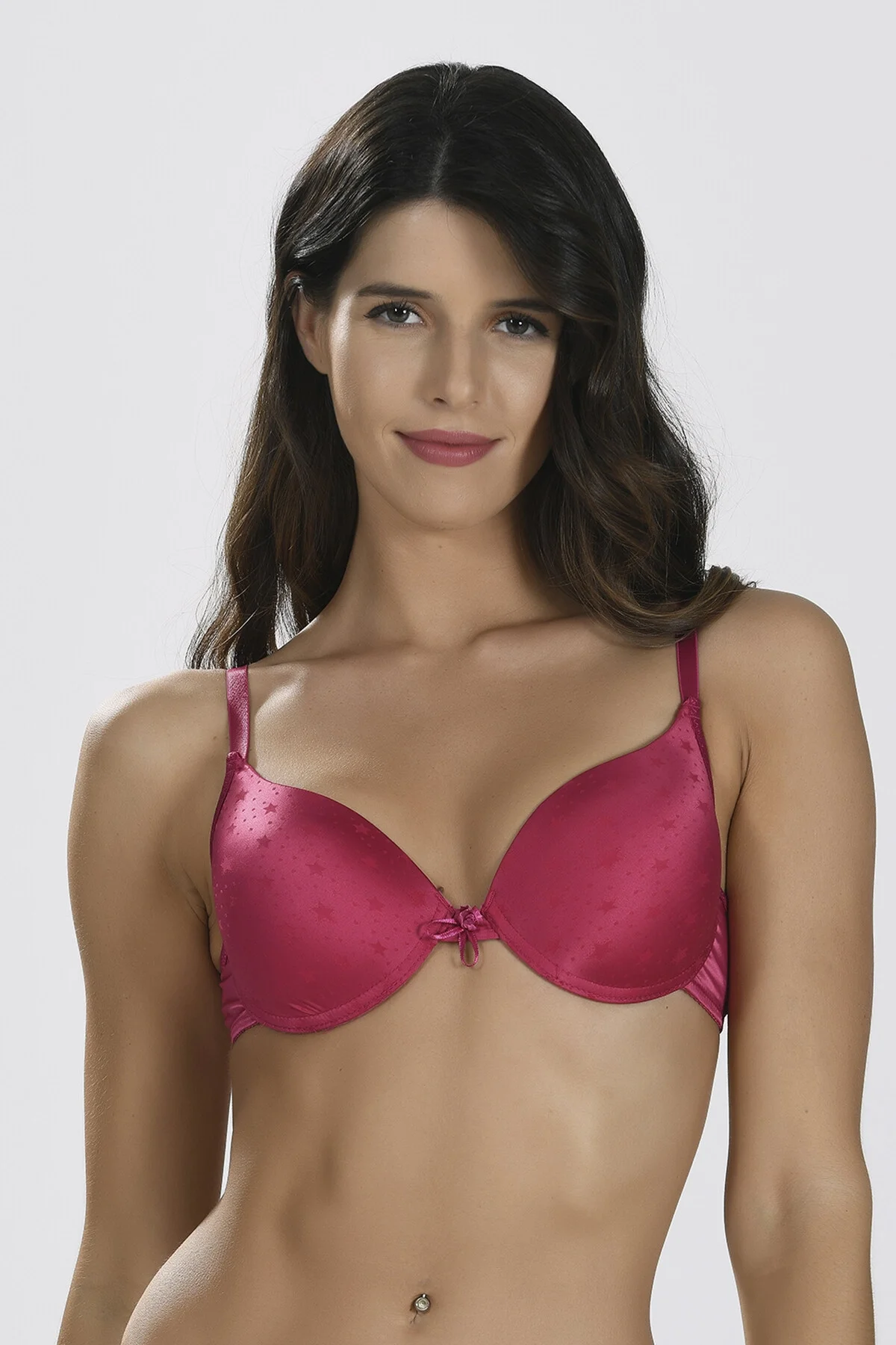 Nbb Fuşya Yıldız Desenli Hafif Destekli Sütyen Destekli Sütyen Toptan