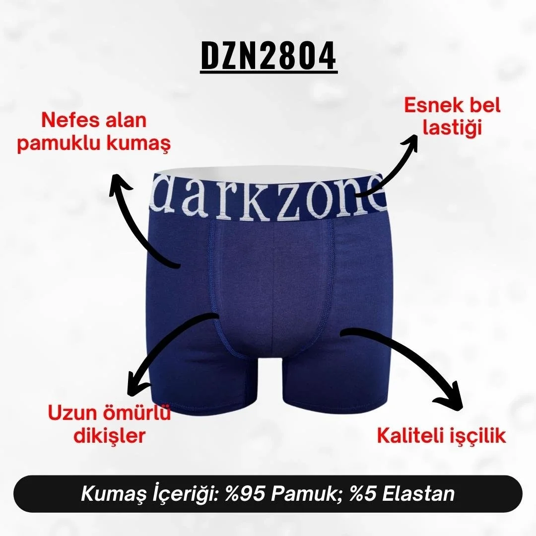 Geniş lastikli lacivert Darkzone erkek boxer, marka logosu ön cep üzerinde, erkek iç giyim kategorisinde