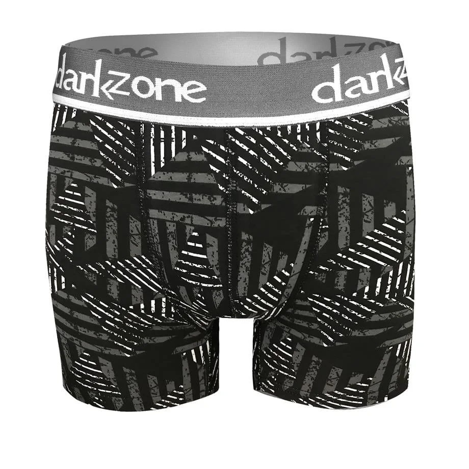 Darkzone Geometrik Desenli Siyah Erkek Boxer - DZN2696 Boxer Toptan