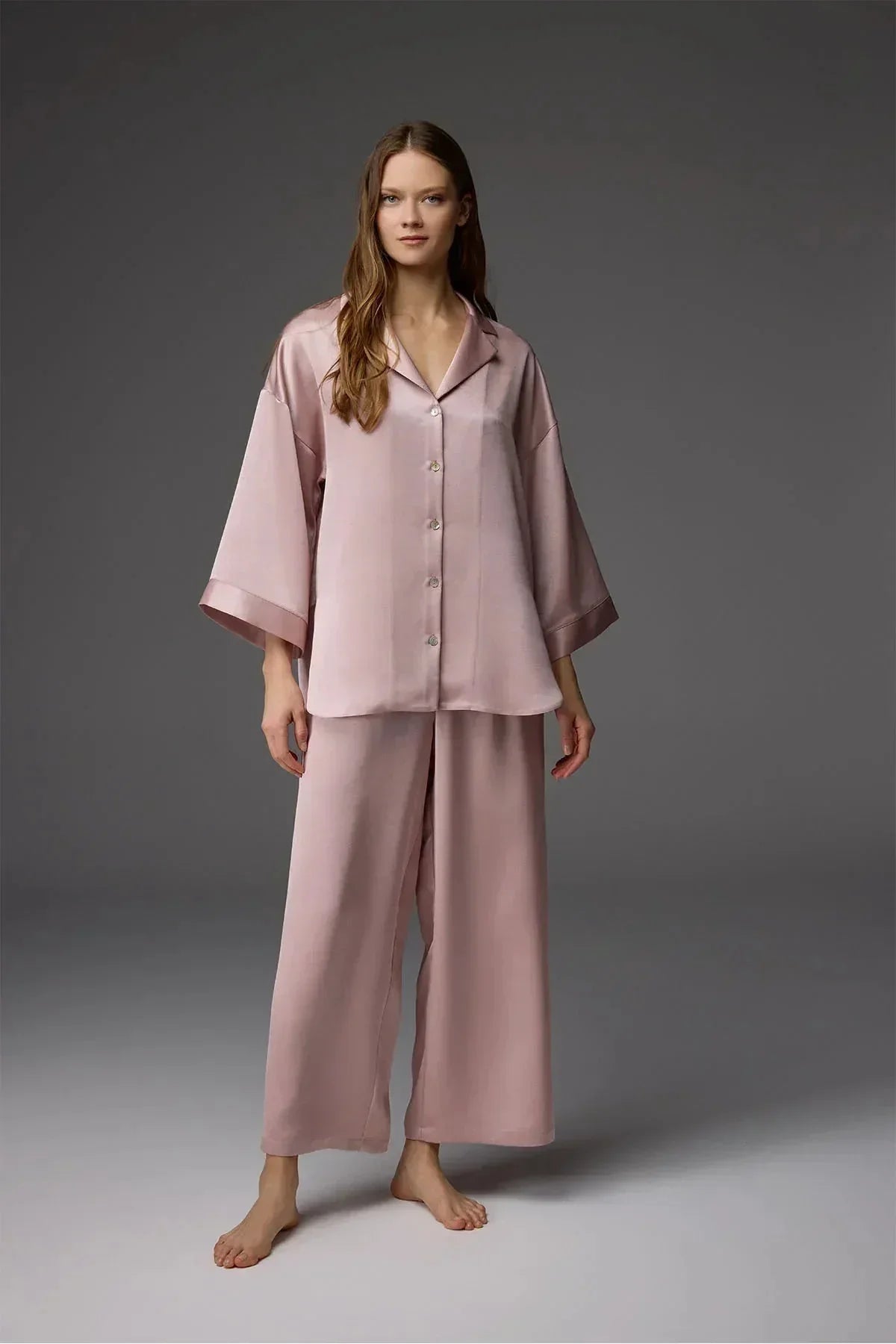 Gömlek Yaka Sedef Düğmeli 2 Li Pijama Takım BM-1820