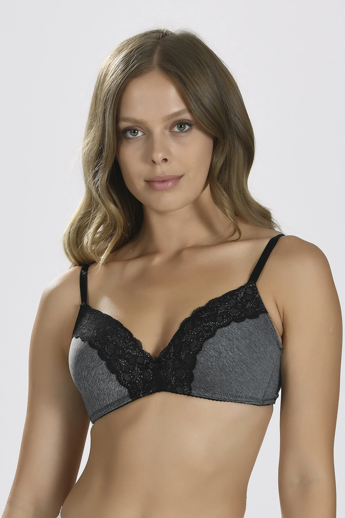 Nbb Gri Dantel Detaylı Sütyen Desteksiz Sütyen Toptan