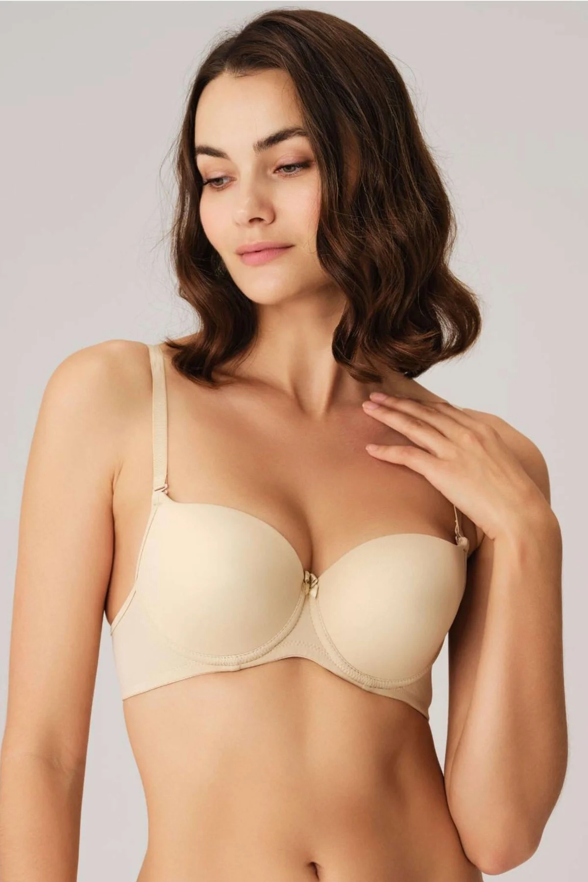 Anıl Kadın Balenli Desteksiz Dolgusuz Askıları Çıkabilen Günlük Klasik T-Shirt Sütyeni (3104S) Günlük Basic Sütyen Toptan