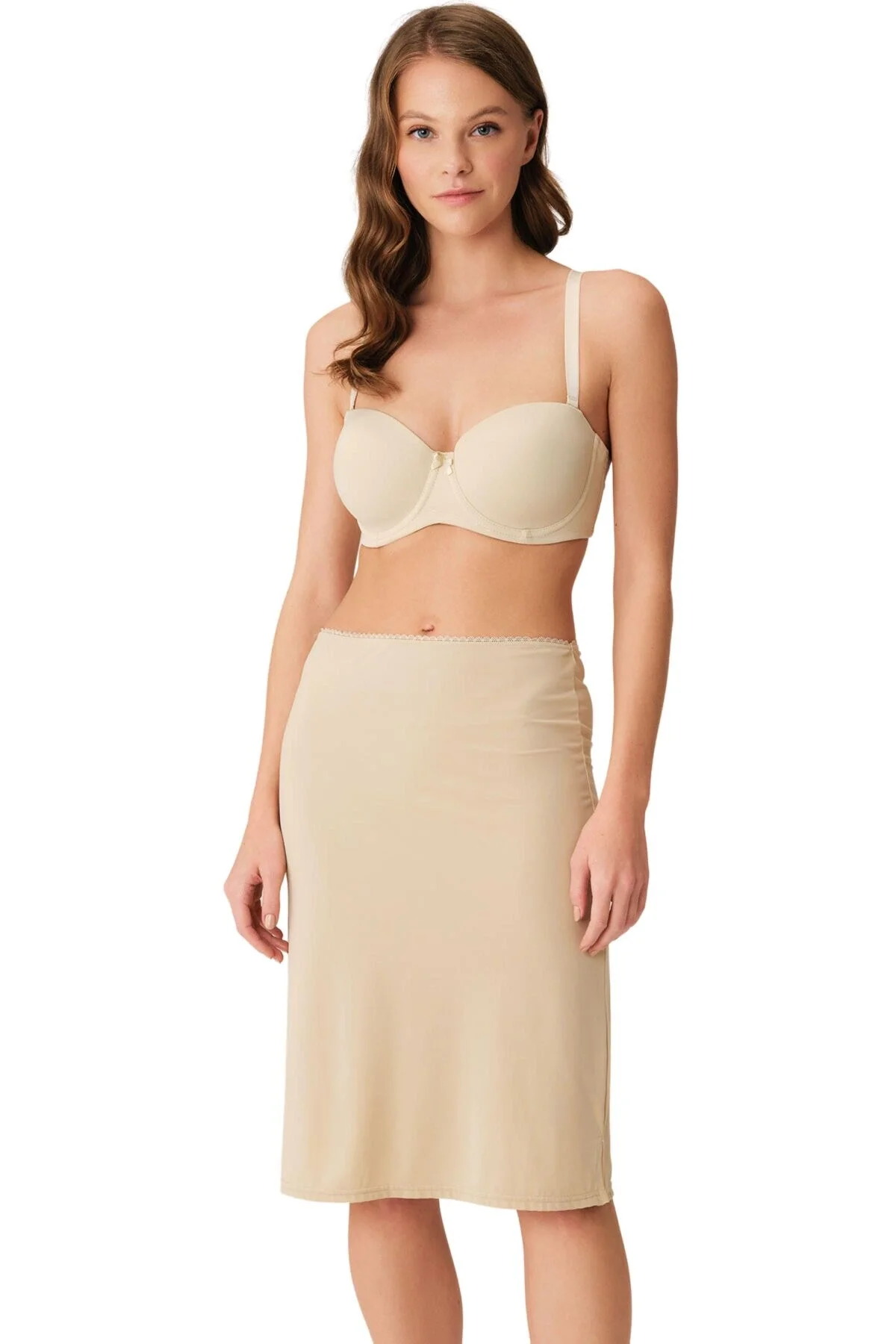 Anıl Kadın Mikropolyamid Esnek Kumaşlı Diz Altı Uzun Etek Altı Jüpon (0624) Uzun Jüpon Toptan