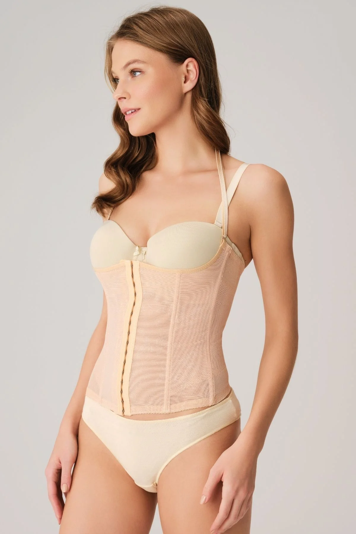 Anıl Kadın Toparlayıcı Bel İnceltici Dikişli Büyük Beden Kancalı Çıkabilen Askılı Sıkı Bel Korse (2507) Üst Korse Toptan