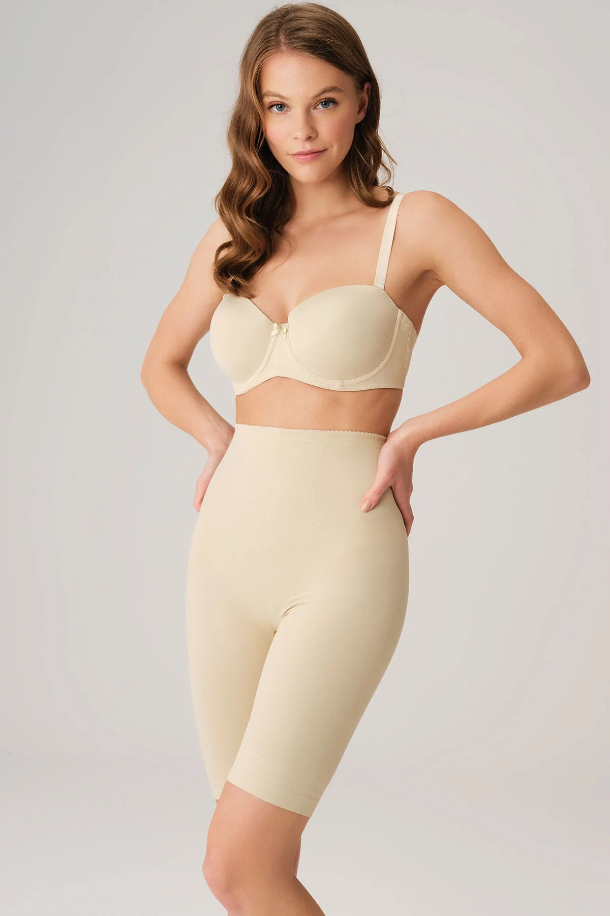 Anıl Kadın Toparlayıcı Bel ve Bacak İnceltici Dikişli Uzun Paçalı Orta Bel Sıkı Şort Korse (2445) Alt Korse Toptan