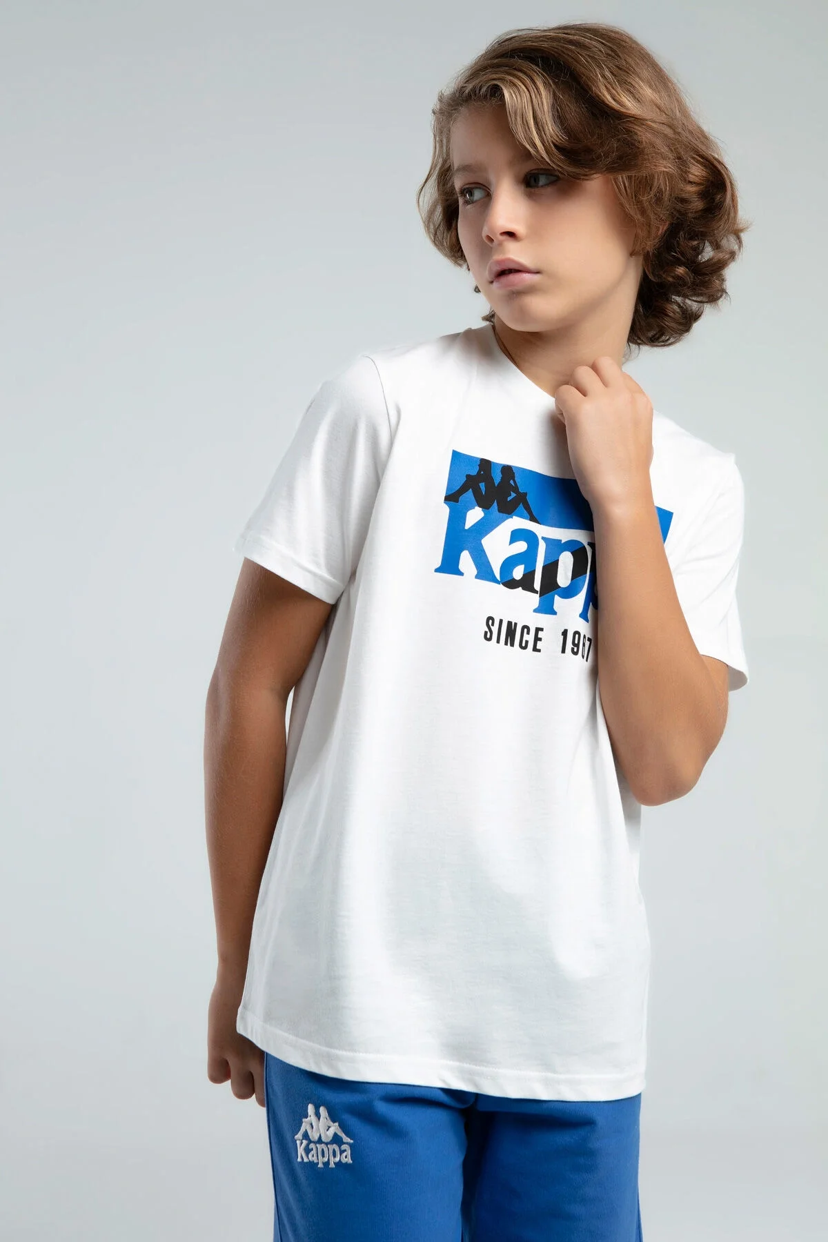 Kappa Erkek Çocuk Beyaz T-Shirt, mavi logo ve 'Since 1967' yazısı, Arnetta markası, çocuk giyim, spor stil