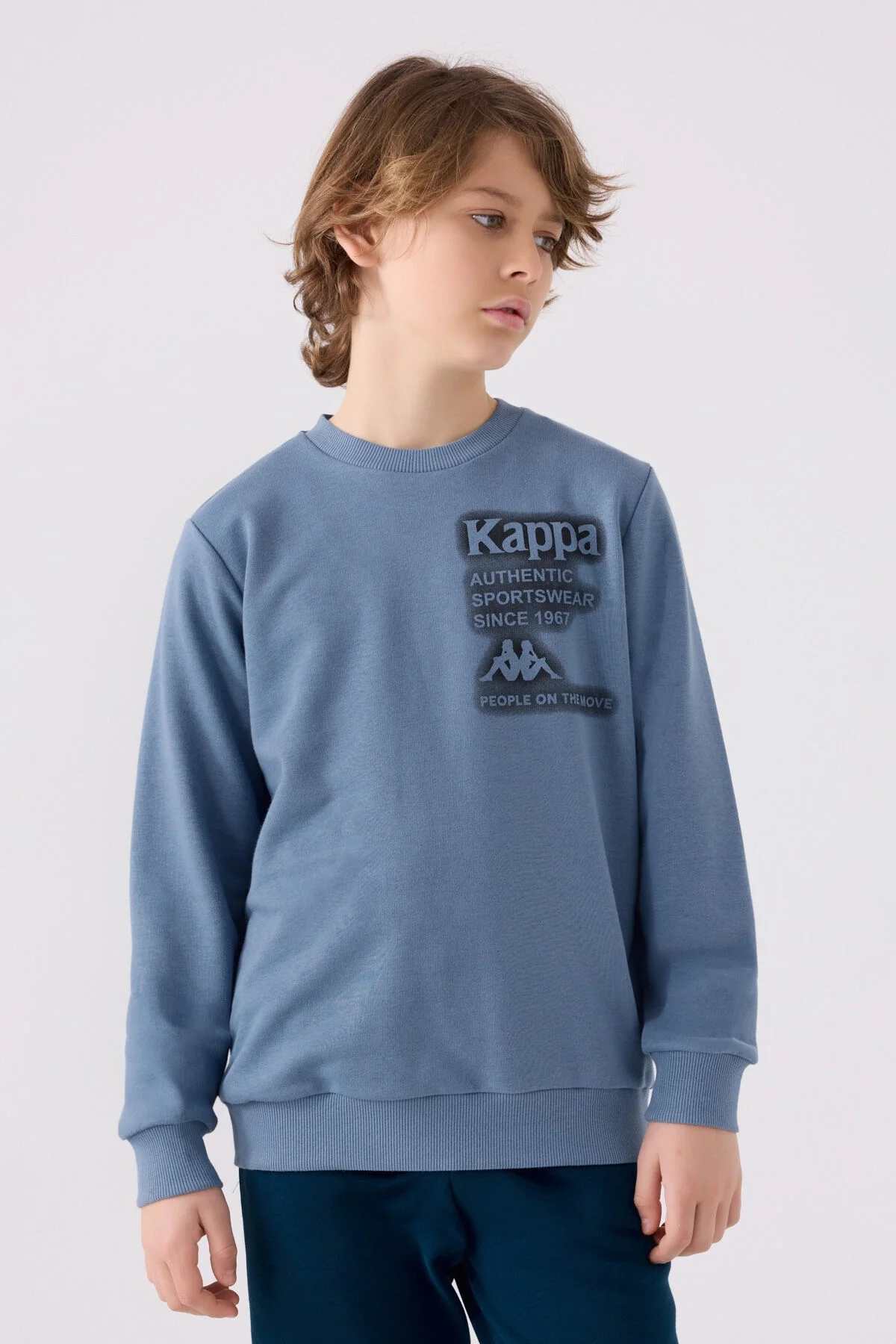 Mavi Kappa Erkek Çocuk Sweatshirt, 1967 marka logosu, spor kıyafet, çocuk giyim, günlük kullanıma uygun