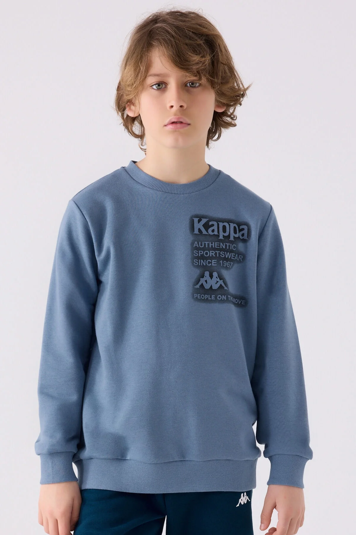 Arnetta Kappa Erkek Çocuk Mavi Sweatshirt Sweatshirt Toptan