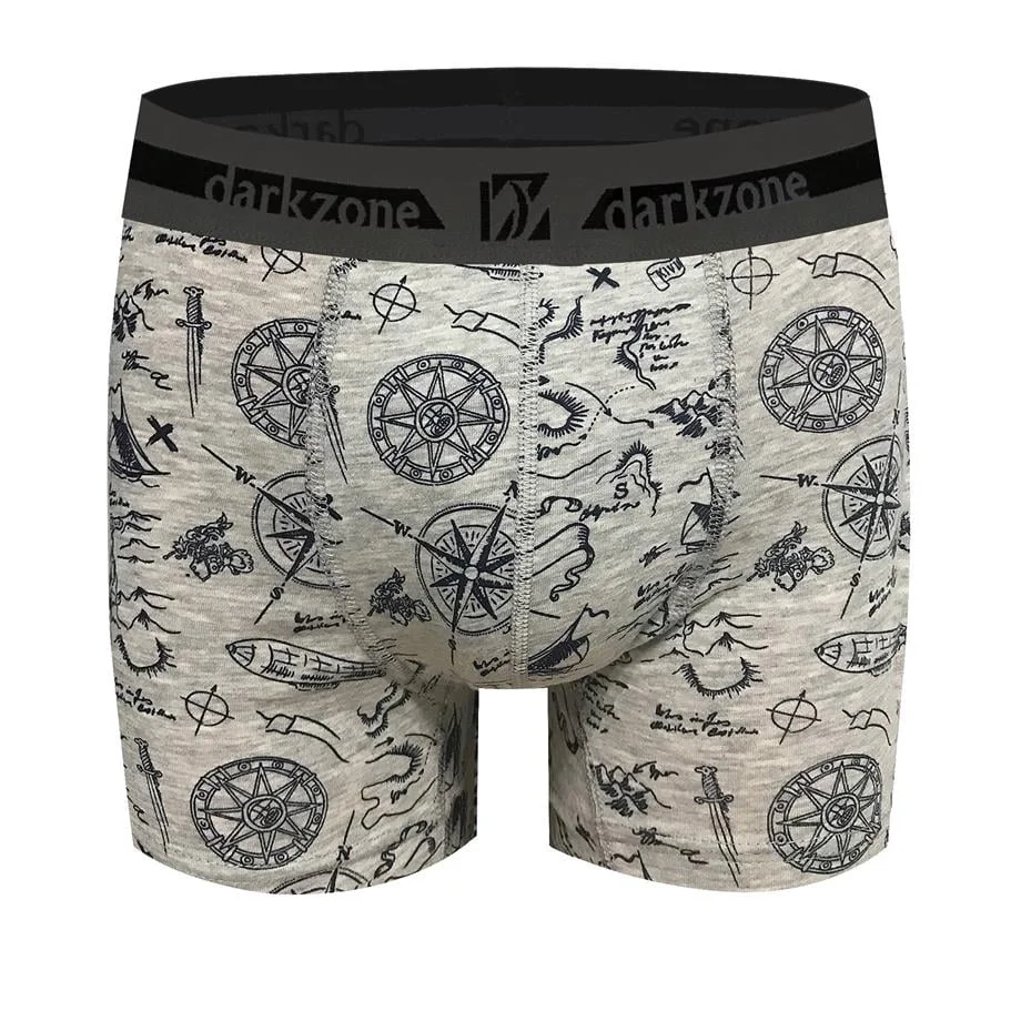 Darkzone Keşif Desenli Gri Erkek Boxer - DZN2666 Boxer Toptan