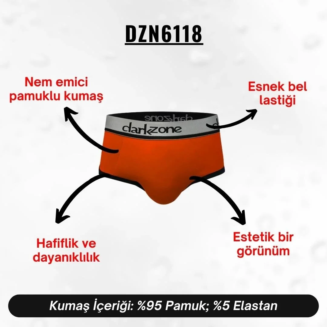 Kiremit koyu turuncu Darkzone erkek slip, DZN6118 modeli, marka logosu ve siyah detaylı ön görünüm