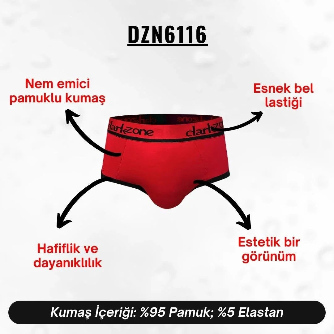 Kırmızı Hipster erkek slip, Darkzone markası, siyah detaylı, ön görünüm, erkek iç giyim, modern tasarım