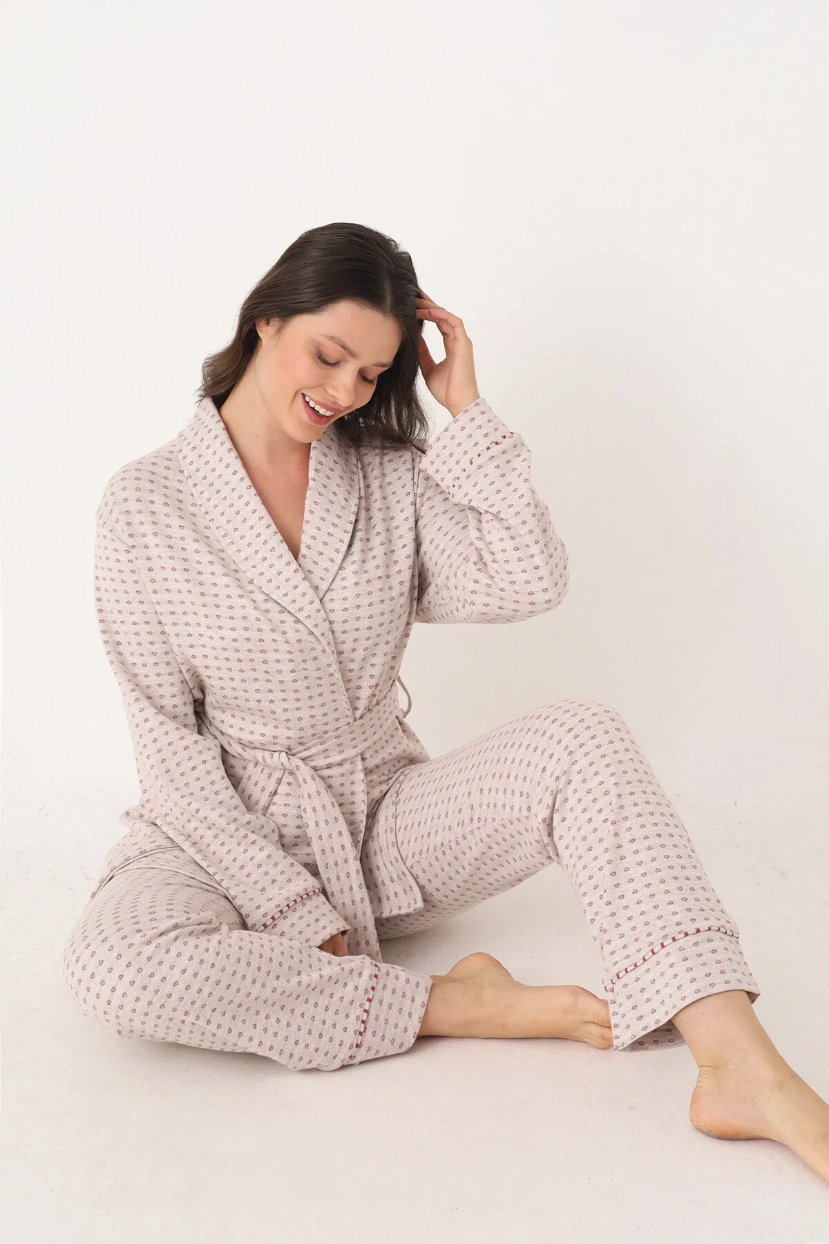 Nbb Kırmızı Sabahlık Pijama Takım Pijama Takımları Toptan